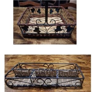 Wicker Basket with Handle And Tray